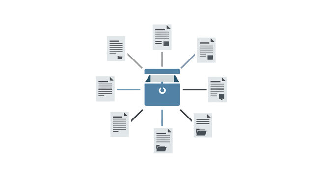 Blue Folder with White Circle Icon.
