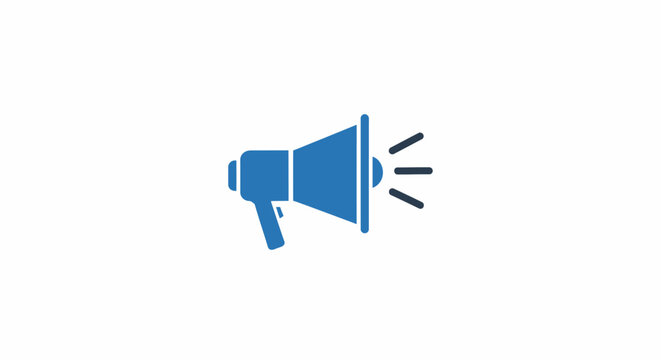 Blue Megaphone Loudspeaker Icon Graphic.