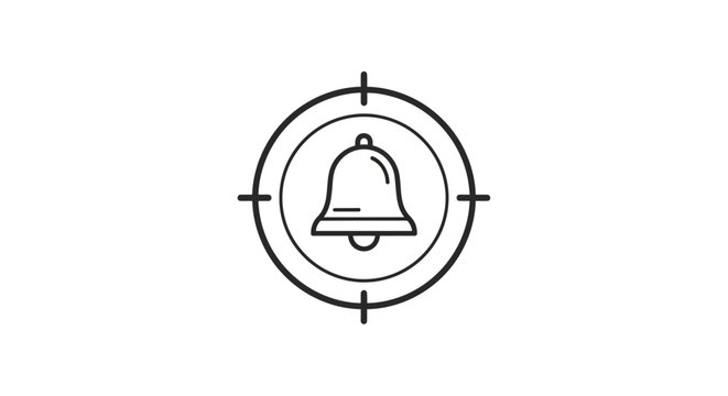 Bell Icon in Circle Target Symbol.