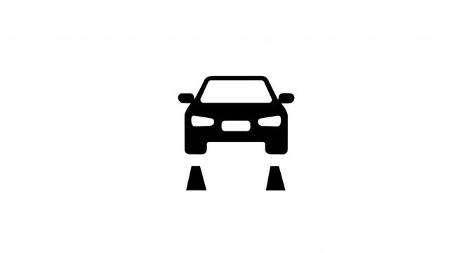 Minimalist car jumping over obstacles animation showing motion graphics and silhouette vehicle performance.