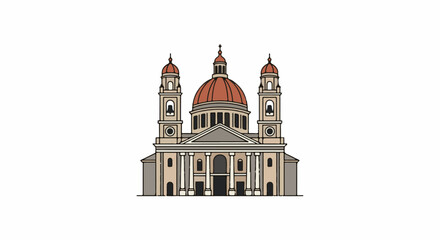 Obraz premium Ornate classical building with multiple domes and towers
