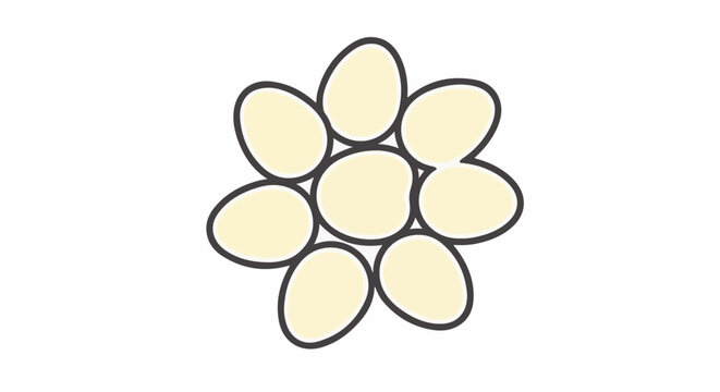 A cluster of nine light yellow, oval shapes, outlined in dark gray, arranged in a floral pattern