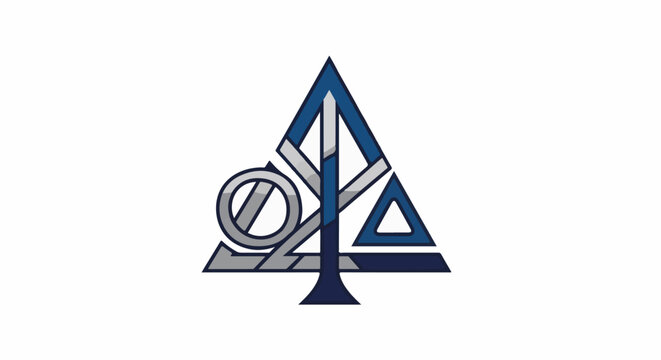 Abstract geometric symbol resembling a stylized tree with triangular and circular elements