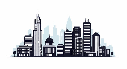 Fototapeta premium Stylized silhouette of a city skyline with various buildings, including a dome
