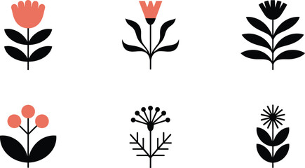Collection of stylized floral and berry illustrations with a minimalist aesthetic © Kahima