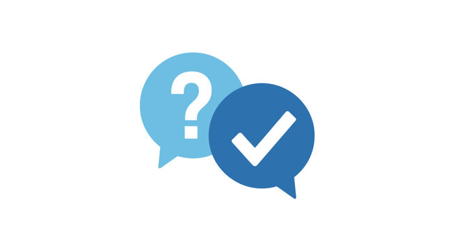 Checkmark and question mark symbols.