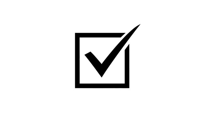 Checkmark in a square box symbol.
