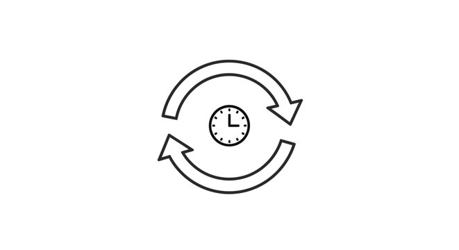 Circular clock with two arrows.