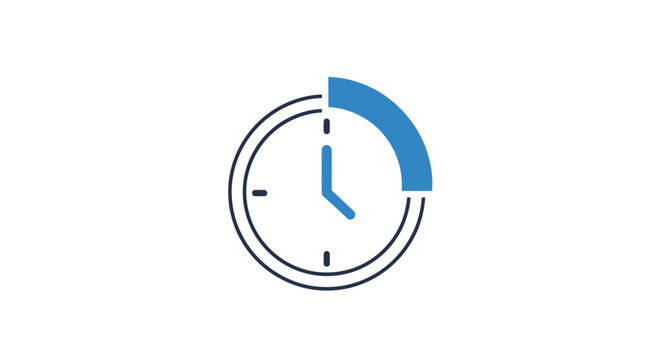 Clock with blue progress indicator.