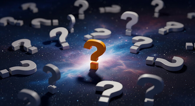 Question marks floating in space conceptualizing uncertainty and problems with question uncertainty abstract solution confusion thinking decision challenge background information philosophy