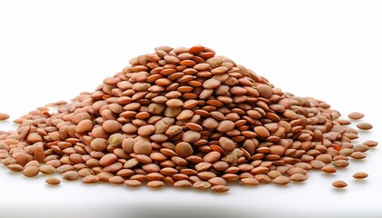 Obraz premium Brown Lentils Piled On White Surface