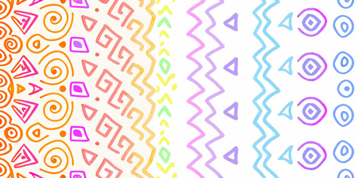 festive bottom border pattern made of colorful geometric shapes triangle circle square