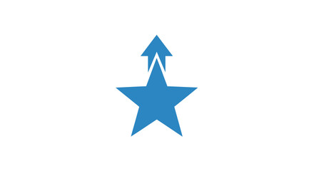 Obraz premium Blue star with two arrows pointing up.