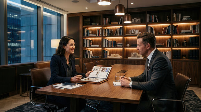 Business Professional Discussing Financial Plans And Strategy In A Modern Office