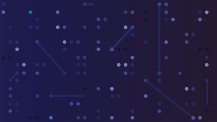 a dark navy blue background featuring a scattered pattern of glowing blue dots connected by fine, straight lines, resembling a digital constellation or network map © TakondwaAdrian