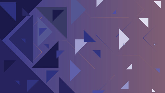 a cool-toned abstract background featuring a dense cluster of overlapping triangles on the left and scattered white triangles on a purple gradient background on the right