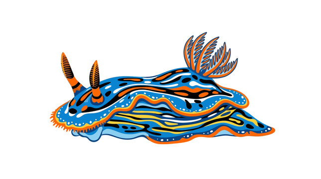 Colorful sea slug marine animal.