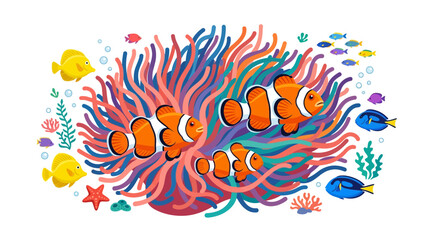 Fototapeta premium Orange fish anemone sea creature marine.