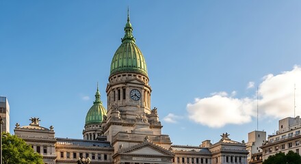 Obraz premium Historic Domed Cathedral Standing Under Blue Sky in Urban Plaza