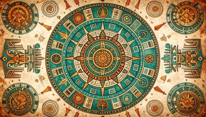 Obraz premium Intricate vintage astrological zodiac circular artwork design.