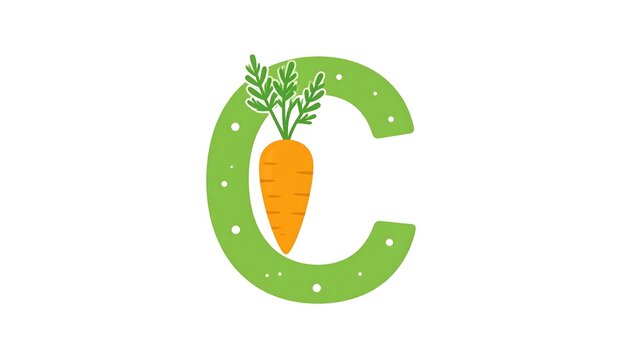 Carrot Letter C Healthy Food Logo.