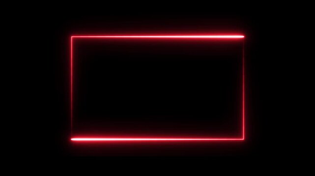 light glowing neon blue color picture frame rectangle animation video.Abstract light neon frame on black background. Burning neon lights frame box animation seamless loop,4k video