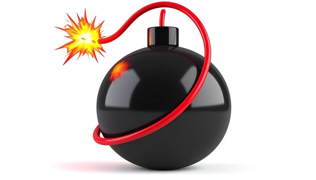 Cartoon Bomb with Lit Fuse Ready to Explode.