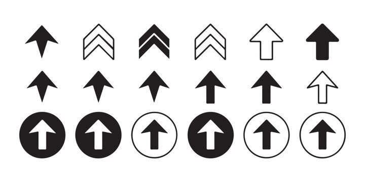 Various upward pointing arrow graphics for uploading data and website interface navigation.