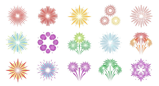 Colorful abstract burst shapes icons.