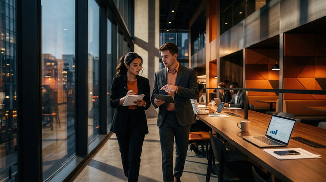 Business Professionals Collaborate in Modern Workspace With Focus and Communication