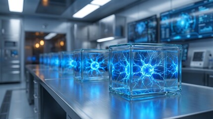 Fototapeta premium Artificial Intelligence Neural Network drives advanced biotechnology research and future medical solutions for corporate presentations and advertising campaigns.