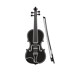 Fototapeta premium Classical violin musical instrument with bow silhouette instrument classical