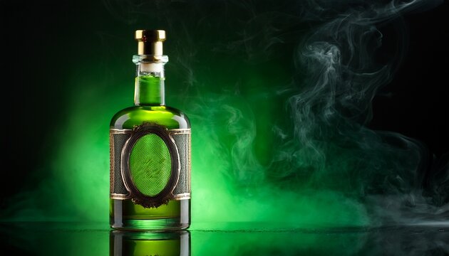 Ukraine Poltava July 11 2022 Bottle Of Jagermeister German Digestif Made With 56 Herbs And Spices Bottle In Green Smoke