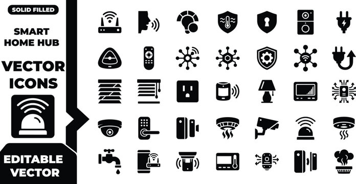 Set of smart home and IoT interface icons for digital design