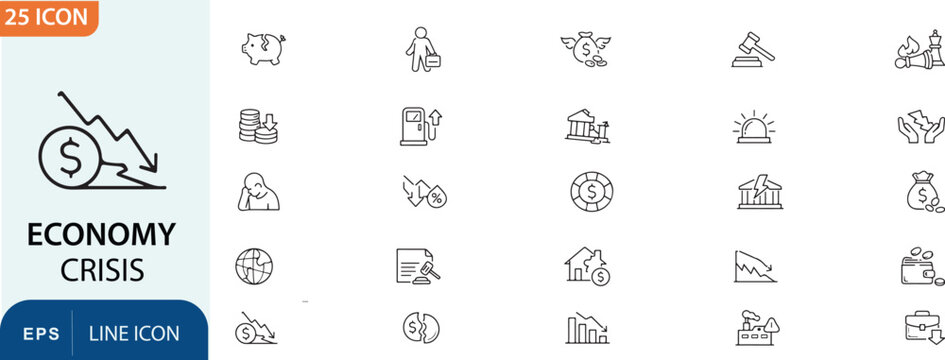 Economy crisis icons