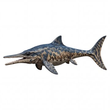 Ancient prehistoric ichthyosaur marine reptile swimming