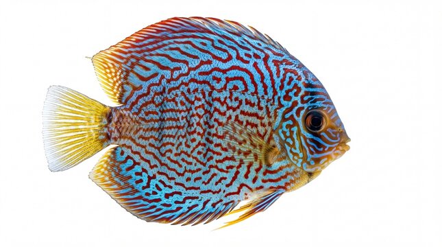 Colorful discus fish with blue and orange patterns