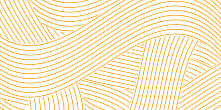 Yellow instant noodle, pasta and spaghetti texture with geometric wavy lines. Ramen, pasta vector pattern.
