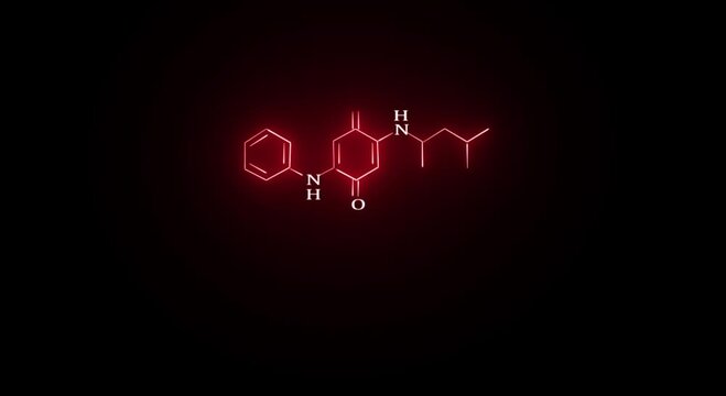 Glowing red molecular structure of chemical formula on black background a digital visualization of a structural diagram against