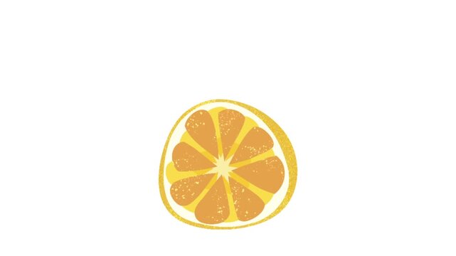 Animated lemon cross section falling from above