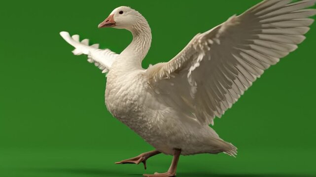 White Goose Spreads Its Wings Wide.