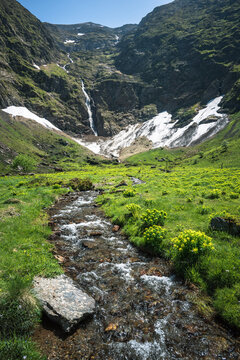 Cirque d'Anglade, a natural cirque in the ariege pyrenees in southwestern france. mountain landscape