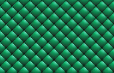 Fototapeta premium Luxurious green tufted leather upholstery texture vector background