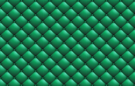 Luxurious green tufted leather upholstery texture vector background