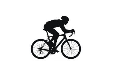 Fototapeta premium Cyclist rides a racing bicycle forward while wearing aerodynamic gear for a professional competition.