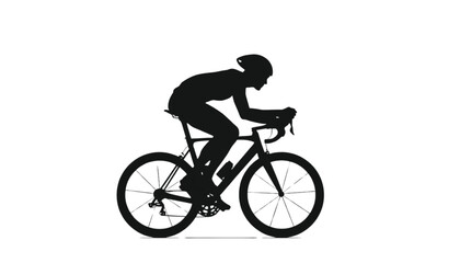 Fototapeta premium Cyclist silhouette speeds forward on a racing bicycle to represent professional endurance training.