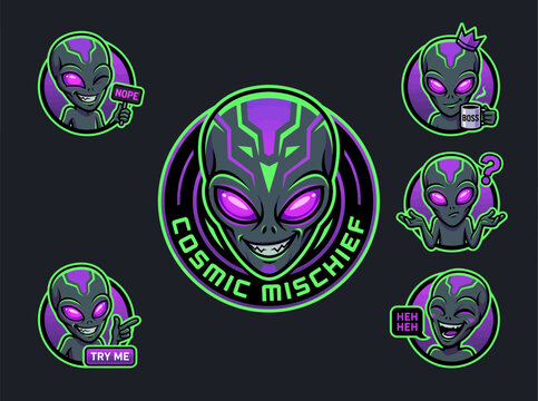 Alien Stickers Pack: Cosmic Mischief, Funny Emojis, Sci-Fi Characters, Extraterrestrial Fun