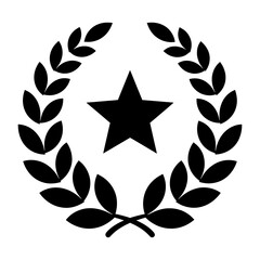 Fototapeta premium Black Star Inside Laurel Wreath Symbol