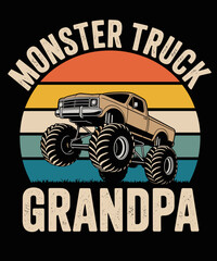 Retro Vintage Monster Truck Grandpa © Puddin98