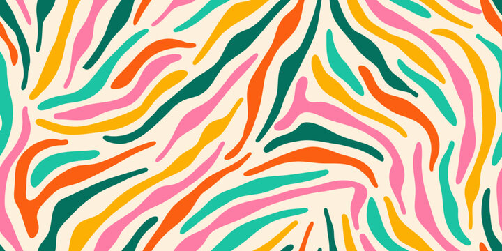 Colorful abstract zebra stripe pattern with flowing organic shapes